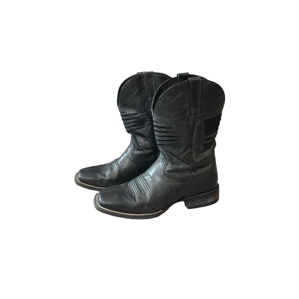 Ariat Sport Patriot Mens 9.5 EE Black Leather American Flag Western Boots